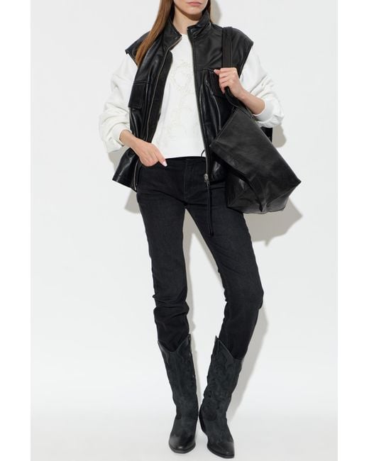 AllSaints Black Leather Vest 'Flor'