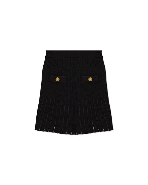 Balmain Black Skirt With Decorative Pockets