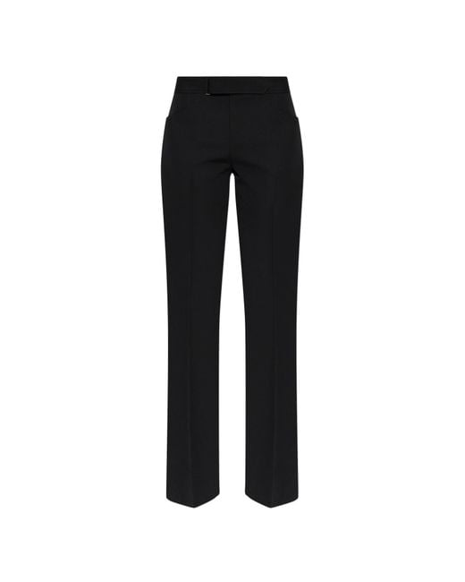 Balmain Black Wool Trousers With Belt for men
