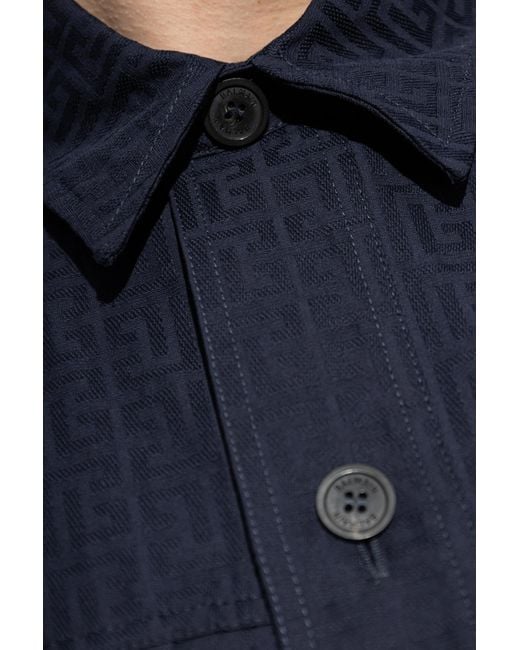 Balmain Blue Monogram Jacket for men