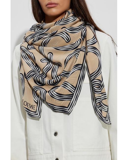 Loewe Natural Silk Scarf With Print
