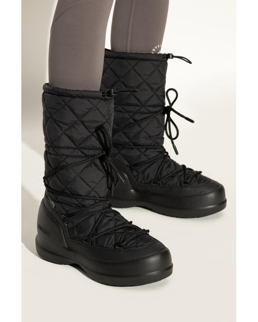 Moon Boot Black 'Mezzaluna Quilted' Snow Boots