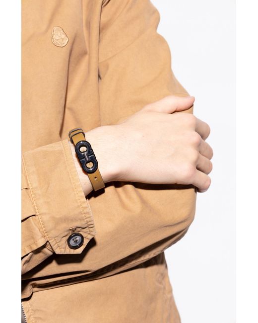 Ferragamo Brown Leather Bracelet for men