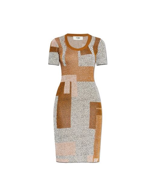 Fendi Brown Patterned Dress