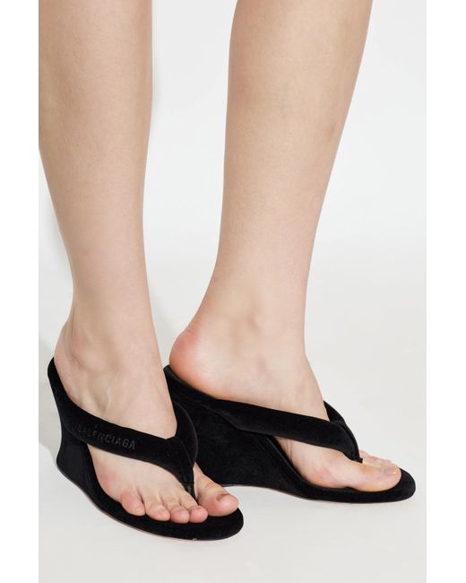 Balenciaga Black 'Gaeta' Wedge Sandals