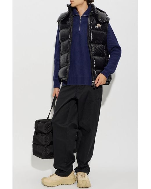 Moncler Black Quilted Vest With Detachable Hood for men