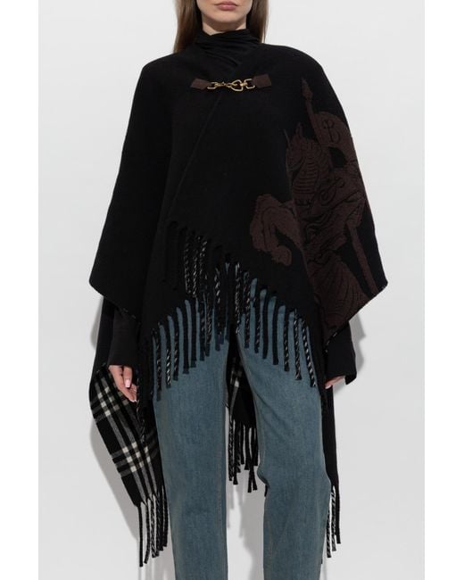 Burberry Black Wool Poncho 'Tbar'
