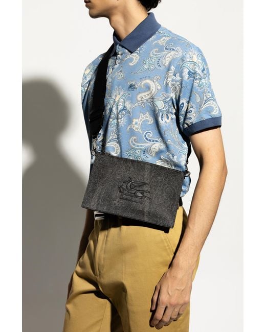 Etro Black Shoulder Bag With Logo-Shaped Patch for men