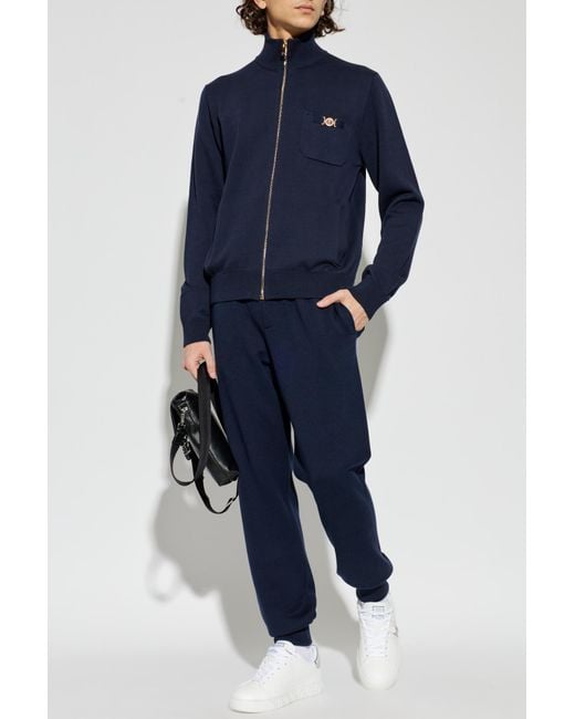 Versace Blue Trousers With Cuffs for men