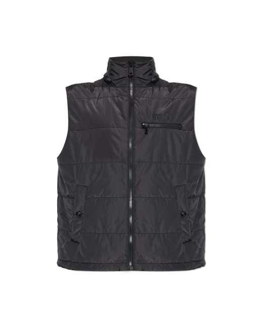 Versace Jeans Couture Black Insulated Vest With A Stand-Up Collar for men