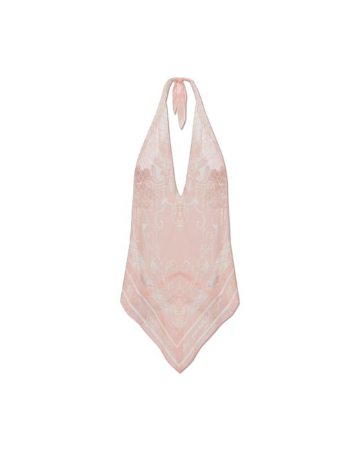 Balmain Pink Silk Beach Top