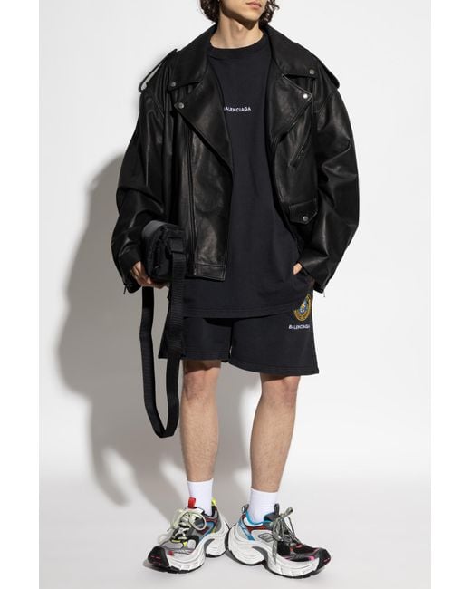 Balenciaga Black T-Shirt With A Patch On The Sleeve for men