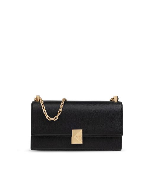 Kate Spade Black Rectangular Leather Golden Chain Shoulder Bag