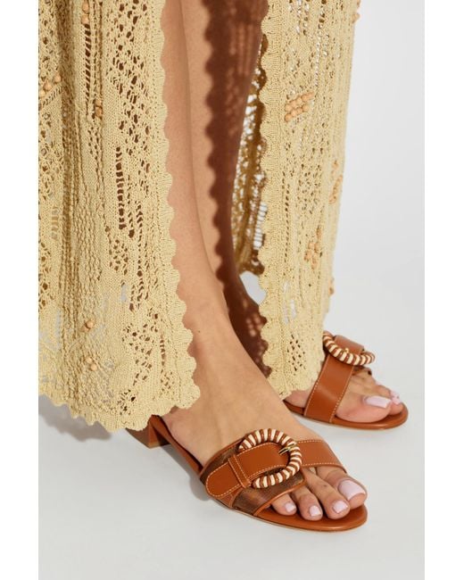 Rodo Brown Leather Slides