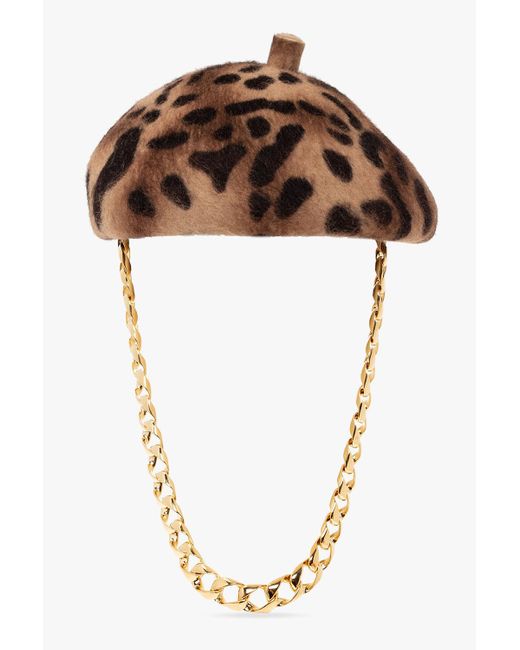 Gucci Brown Beret With Chain