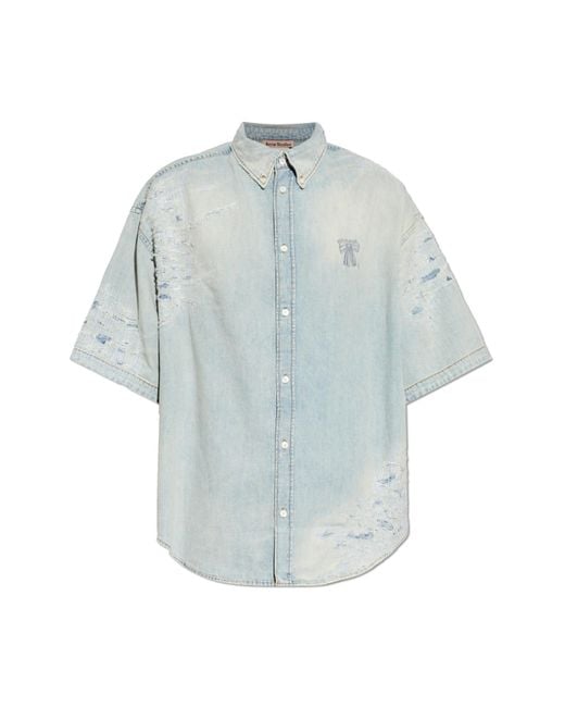 Acne Blue Denim Shirt With 'Vintage' Effect for men