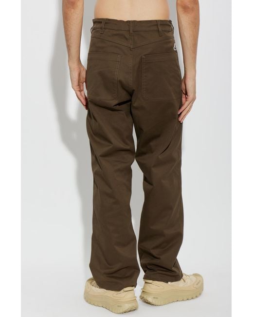 Moncler Brown Trousers With Logo Patch for men