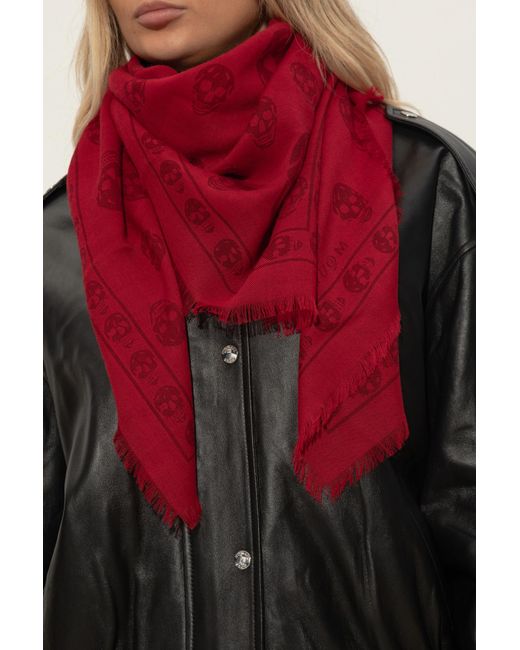 McQueen Red Wool Scarf