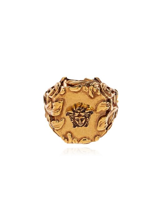 Versace Black Ring With Medusa Head Motif for men