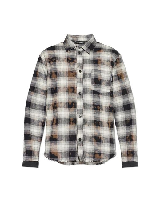 Palm Angels Gray Checked Pattern Shirt for men