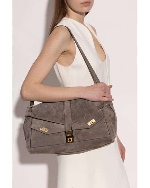 Ferragamo Brown Shoulder Bag Hug Large