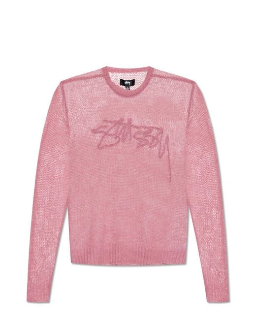 Stussy Pink Sweater With Logo for men