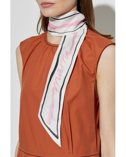 Marni White Silk Scarf