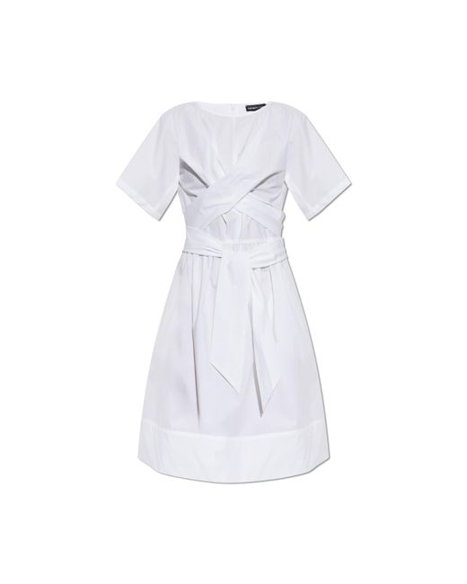 Emporio Armani White Dress With Tie Detail