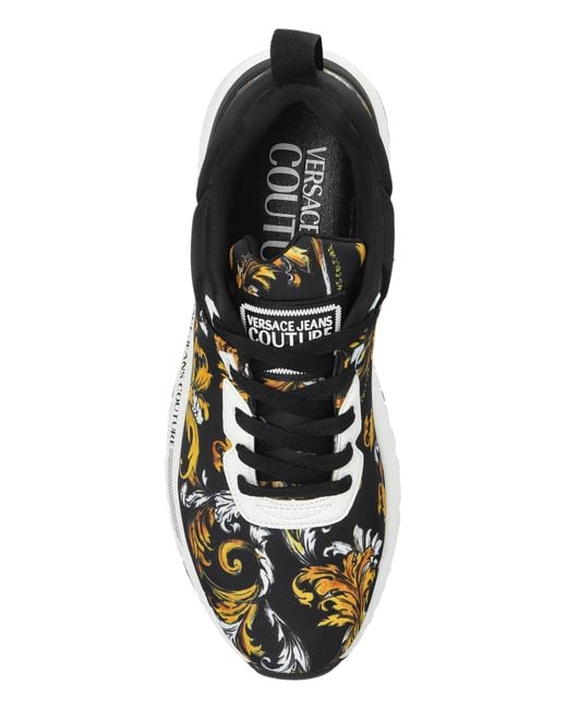Versace Jeans Couture Black Sneakers With Barocco Print for men