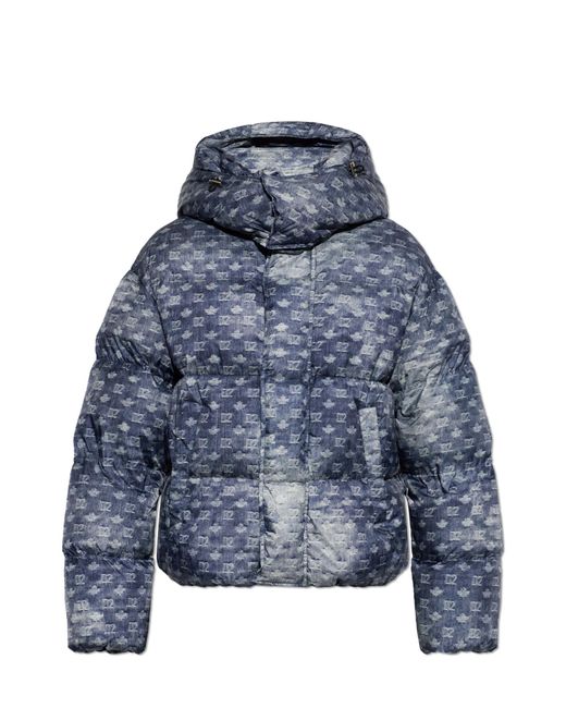 DSquared² Blue Puffer Jacket With Monogram for men