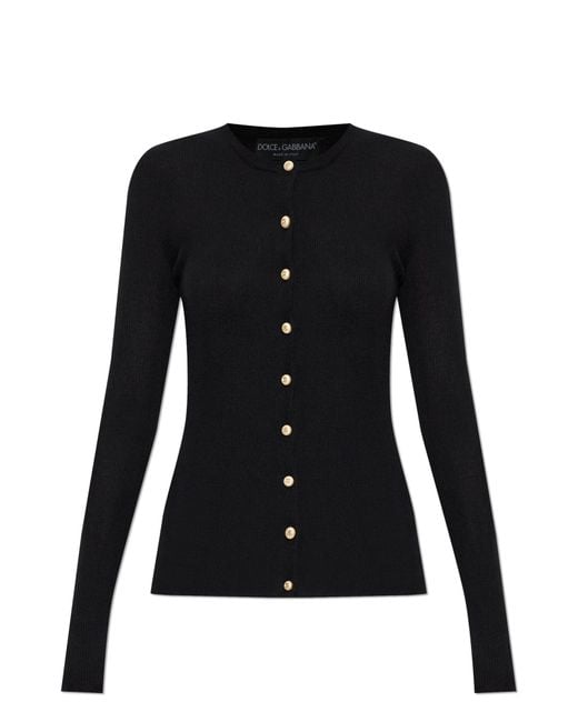 Dolce & Gabbana Black Cashmere Cardigan With Appliqués
