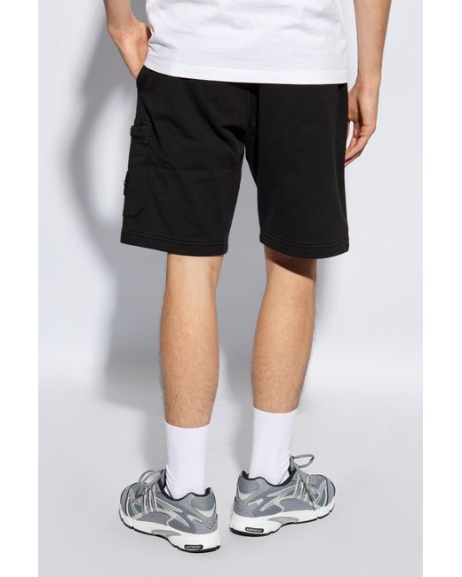 Stone Island Black Cotton Shorts, for men