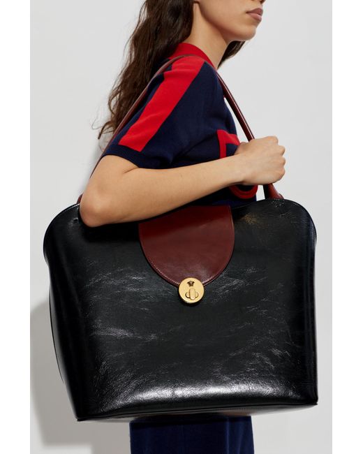 Versace Black Leather Shoulder Bag With Medusa Head