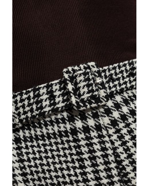 Self-Portrait Gray Houndstooth Pattern Shorts