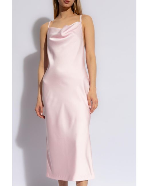 ROTATE BIRGER CHRISTENSEN Pink Satin Strappy Dress,