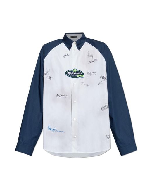 Balenciaga Blue Shirt With Logo for men