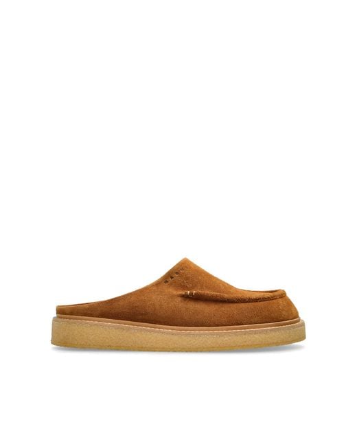 Marni Brown Suede Slippers for men