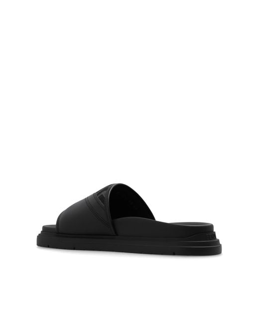 Fendi Black Slippers With Logo for men