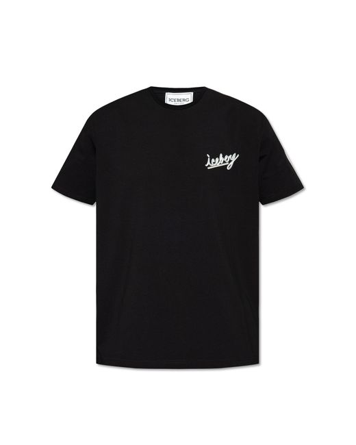 Iceberg Black T-shirt With Logo, for men