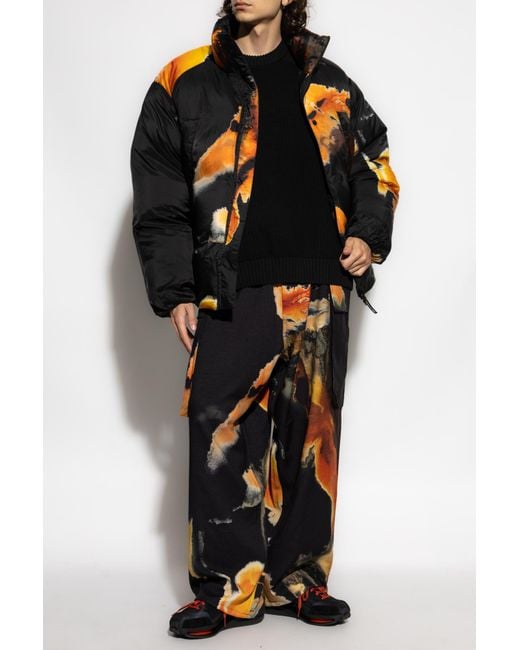 Y-3 Black Down Jacket With Pattern for men
