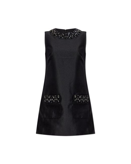 Self-Portrait Black Dress With Shimmering Appliqués