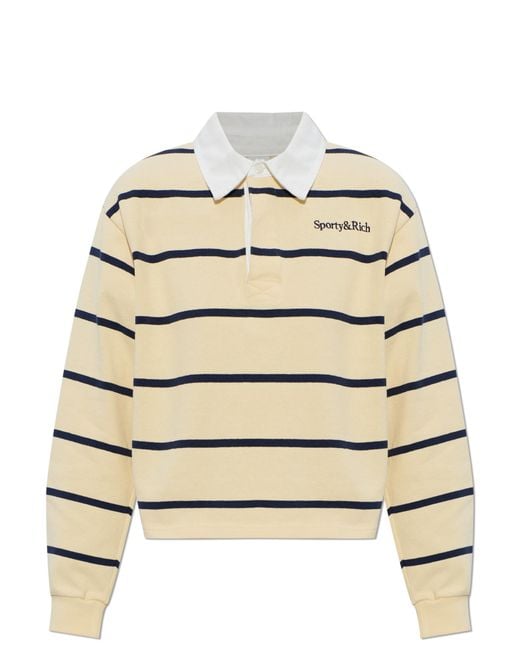 Sporty & Rich Natural Cotton Polo Shirt With Striped Pattern