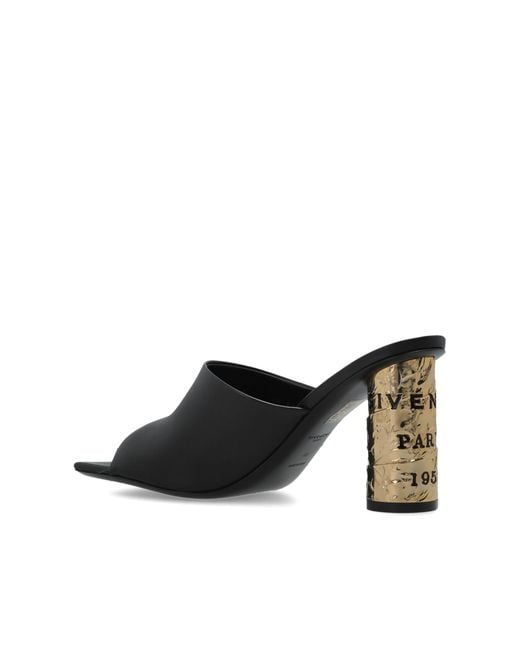 Givenchy Black Leather Heeled Mules