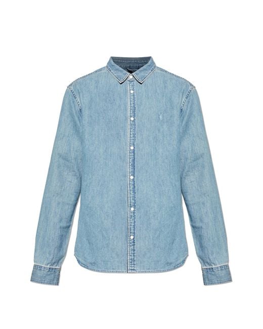 AllSaints Blue "Gleason" Denim Shirt for men