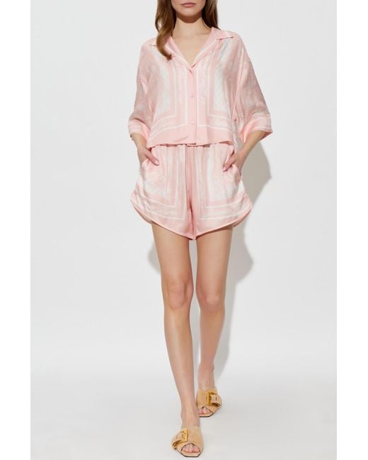 Balmain Pink Short Shirt With Print