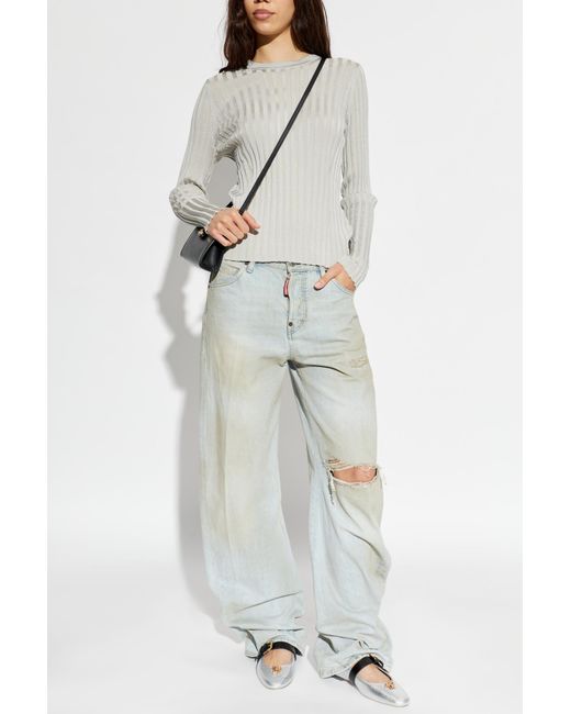 Versace Gray Long Sleeve Top