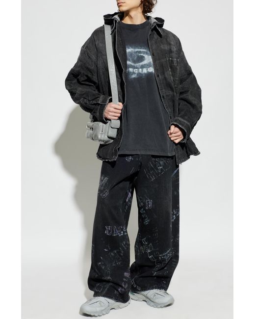 Balenciaga Gray Denim Jacket With 'Vintage' Effect for men