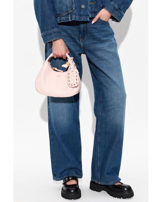 Ganni Blue Hand-Held Bag With Pendant