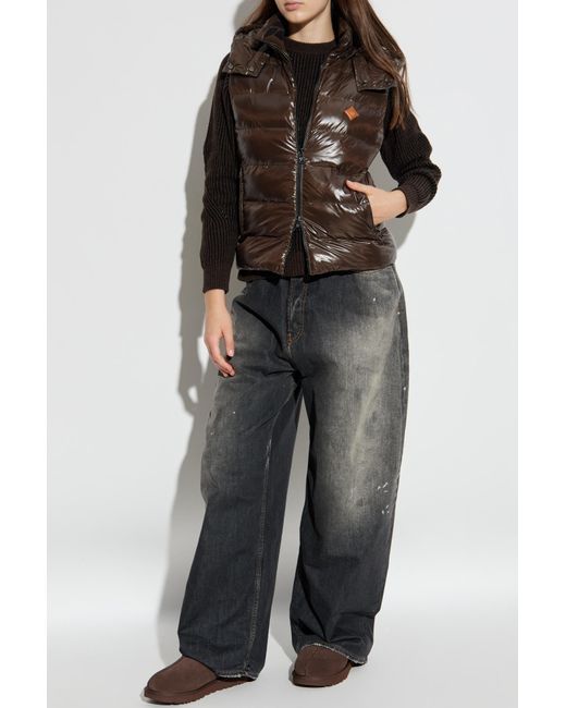 MCM Brown Insulated Vest With Detachable Hood