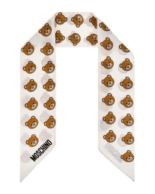 Moschino Metallic Silk Scarf With Logo,